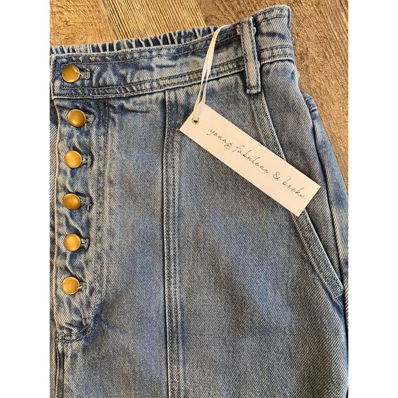 Young Fabulous Broke Denim Skirt Womens S Mzedium NEW NWT Midi Elastic Waist YFB - Picture 4 of 10